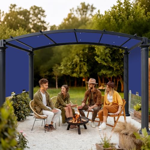 Image of 85'' x 208'' Universal Pergola Replacement Cover for Doubleton Steel Pergola L-PG080PST, Waterproof Sunshade Canopy Top for Patio Gazebo, Deck, Porch, Yard, Outdoor Cover Only (Dark Blue)