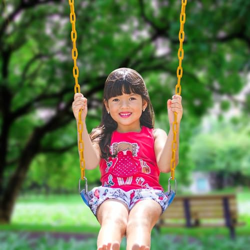 Image of Sunnyglade 8 PCS Swings Seats Heavy Duty with 66 inch Chain, Playground Swing Set Accessories Replacement with Snap Hooks, Support 250lb (8, Blue)