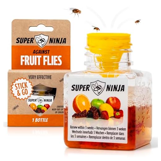 Super Ninja Fruit Fly Trap - 1 pack, Highly Effective Fruit Fly Killer for Home & Kitchen, Up to 3 Weeks of Performance per Bottle, Child & Pet Friendly
