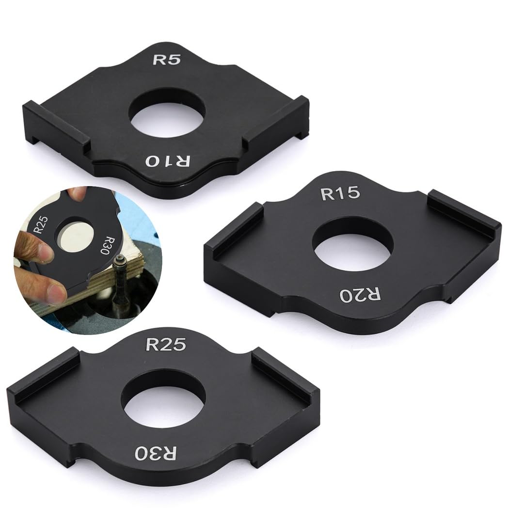 Router Bit Templates for Woodworking, Aluminium Corner Radius Jig Router Templates Set of 3, Rounded Corners R5 R10 R15 R20 R25 R30