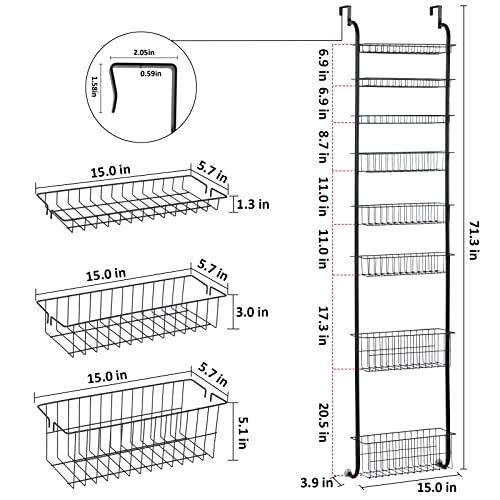 Melos Over The Door Pantry Organizer Rack, 8-Tier Heavy-Duty Metal Back Of Door Shelf Organizer, Over The Door Hanging Spice Rack With 8 Baskets - Cans, Spice, Storage, Closet, Bathroom, Kitchen #TOP6