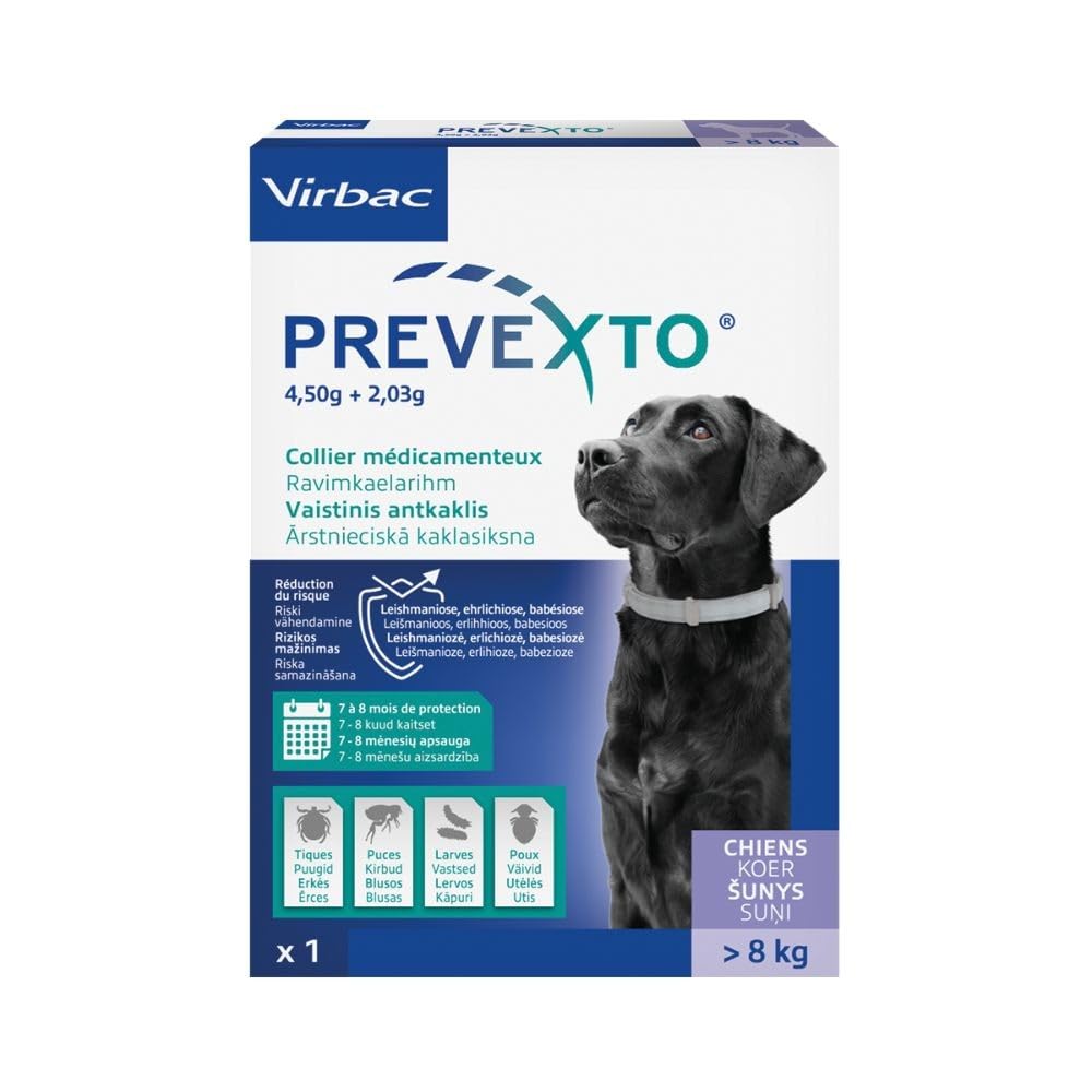 Collier antiparasitaire PREVEXTO grand chien de plus de 8kg anti puces tiques