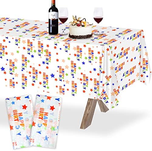 2pcs Plastic Gold Dot Table Cloth, 54" x 108" Disposable Waterproof Table Cover, Rectangular Party Tablecloth for Birthday Party Anniversary Wedding (White-Silver)