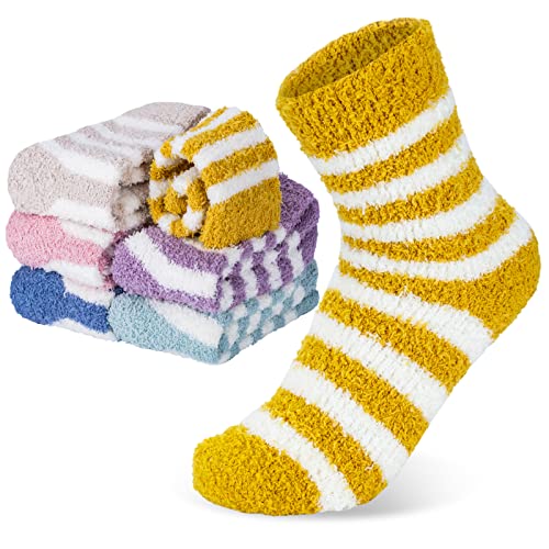 6 Pares Calcetines Termicos Mujer Ninonly Vistoso Calcetines Mujer Invierno Esponjosos Calcetines Acogedor Calentar Super Suaves Cómodos Felpa Calcetines Estar por Casa Cover