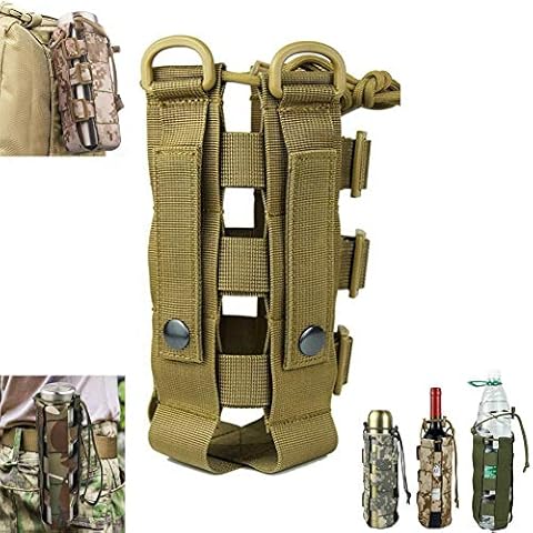 POMER Outdoor Adjustable MOLLE Tactical Water Bottle Holder Kettle Pouch Belt Bottle Carrier (Khaki) Cover