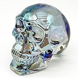 FZBHRO Crystal Skull Head Statues Clear Skull Figurines K9 Glass Skull Gemstone Halloween Decor Gift