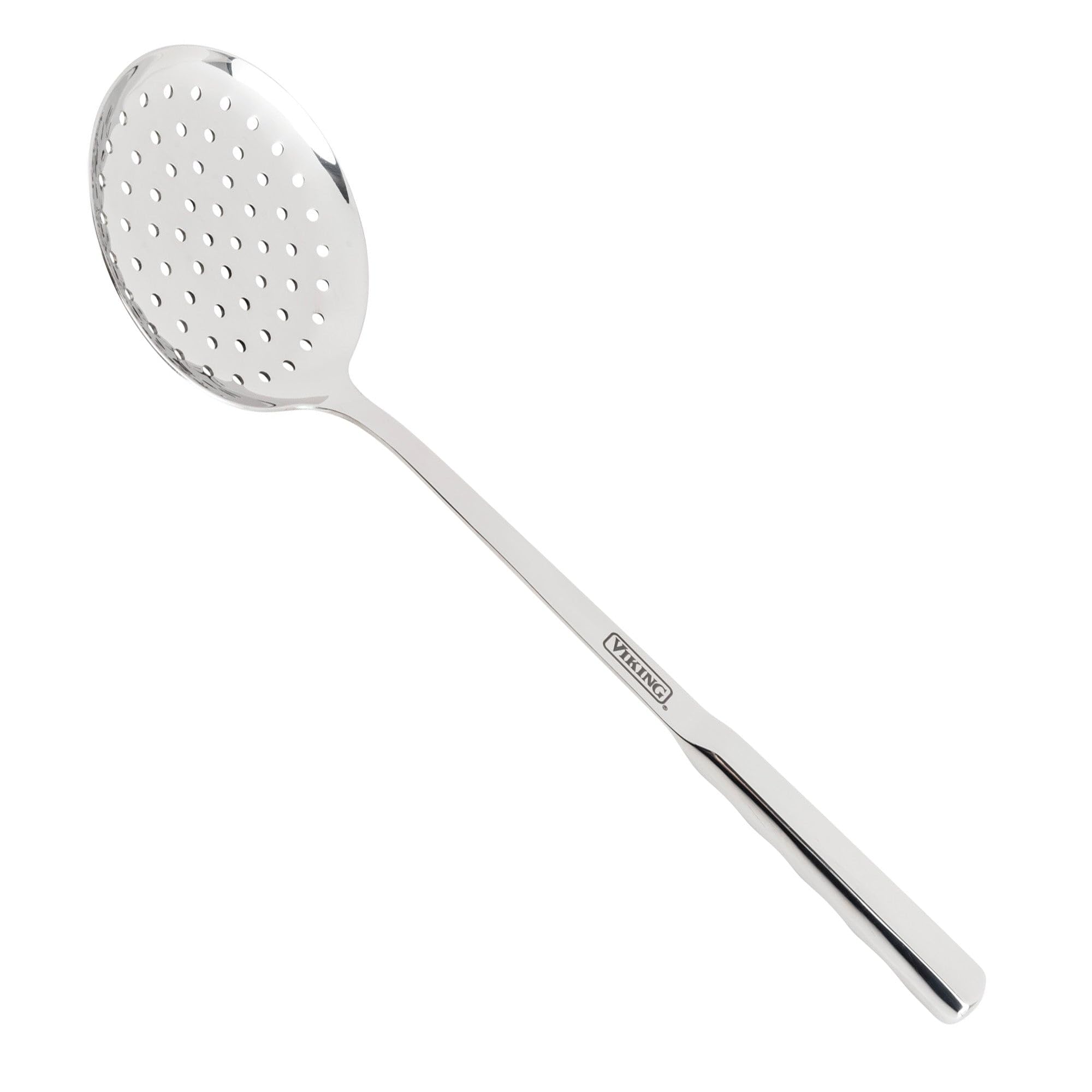 Viking Culinary Solid Stainless Steel Skimmer, Ergonomic Stay-cool Handles, Dishwasher Safe, Small