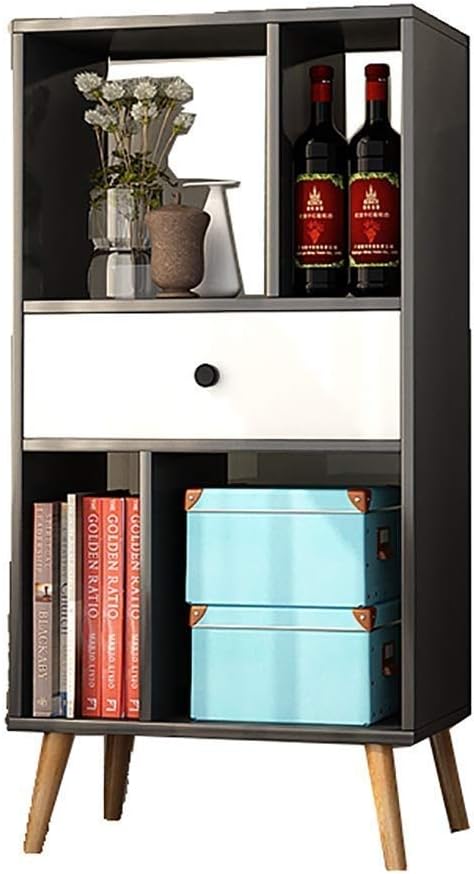 Wine Cabinets with Drawer Shelves Floor Standing Wooden 3 Layer Unit Small Wine Rack Wine Grape Storage Rack for Livingroom A