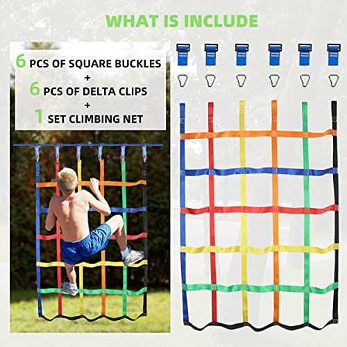 Climbing Net for Kids Outdoor,Climbing Cargo Net Kids Playground,Ninja Line Accessories For Ninja Warrior Obstacle Course For Kids,Climbing Rope Ladder for Ninja Slackline&Jungle Gyms Backyard