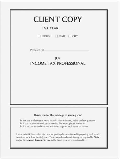 Client Copy Folder White, No Pocket, 50/Pk (TAXCVRX)