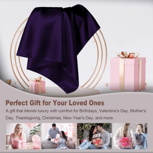 Image of LYSHIN Silk Pillow Cases 2 Pack Queen Size with Zipper, Purple | 19 Momme Mulberry Silk Pillowcase for Skin and Hair, Anti-Acne, Hypoallergenic, Cooling, Beauty Sleep, Gifts for Women