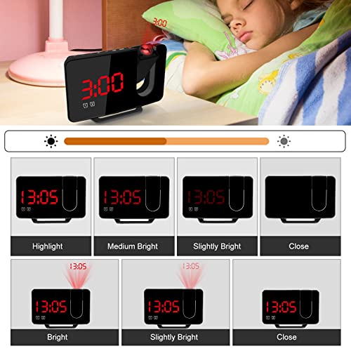 Zoos Projection Alarm Clock Radio, Digital Alarm Clock With Usb Charger/Projection On Ceiling, Loud Dual Alarm Clock, Simple Projector Alarm Clock For Heavy Sleepers Bedroom Bedside #TOP3