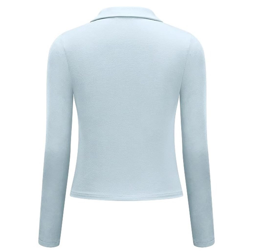 LANGWEI Polo da Golf da Donna A Maniche Lunghe con Scollo A V E Spacco T-Shirt da Tennis Top Sportivo