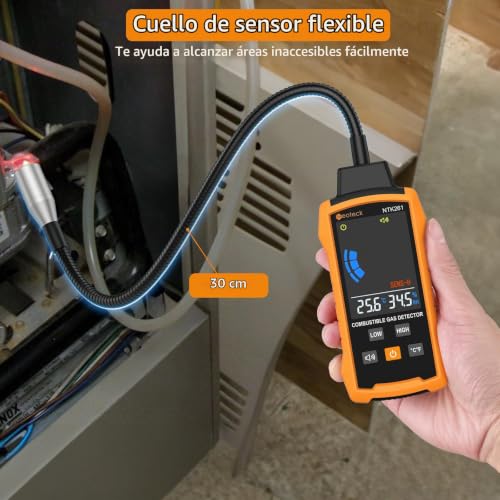 Miniatura 3 de Neoteck Detector De Gas Natural Detector De Fugas De Gas Con Sonda Flexible De 12 Pulgadas Detector De Gas Combustible Con Alarma Audible Y Visual Para Vivienda Caravana Estufa Gasoducto
