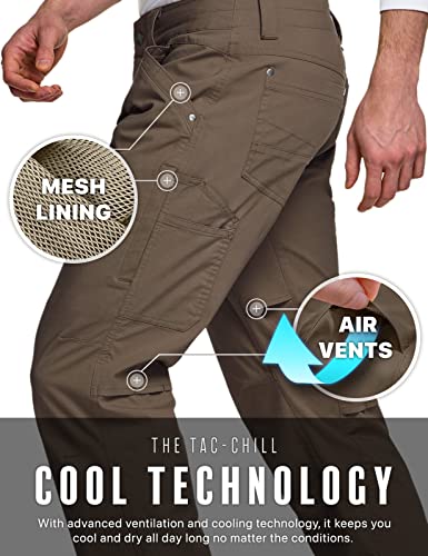 Cqr Clsx Men's Cool Dry Tactical Pants, Water Resistant Outdoor Pants, Lightweight Stretch Cargo/Straight Work Hiking Pants, Sedona Pants Tundra, 38W X 32L #TOP4
