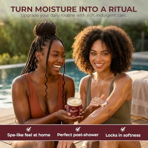 Image of KXNG Cosmetics Organic Shea Body Butter Cream - 4oz | Luxury Moisturizing Cream for Men & Women with Shea, Cocoa & Coconut Oil | Deep Hydration for Dry Skin, Hands & Feet - Baddie