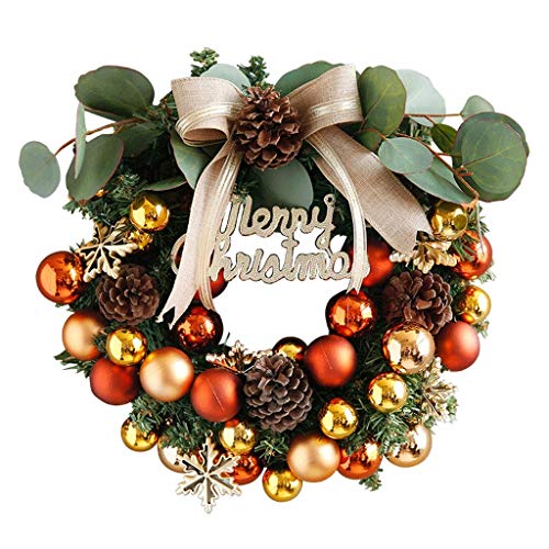 Couronne de Noël pour porte d'entrée extérieure et décoration murale de fête