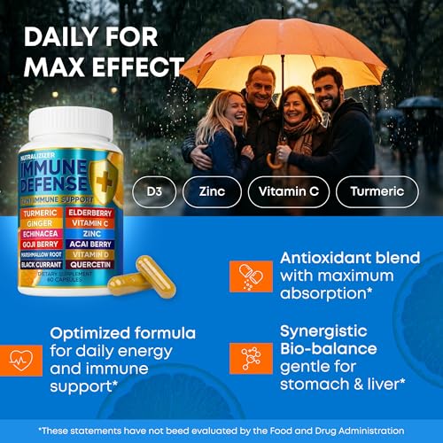 12 in 1 Immune Support Supplement - Immune Defense Vitamins - Elderberry, Vitamin C with Zinc, Vitamin D3, Echinacea, Turmeric, Ginger - Immunity Defense - Natural Blend Health Booster - 120 Capsules - Image 4