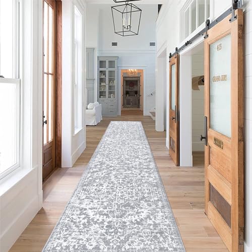 Pauwer Boho Hallway Runner Rug 2'6'' x 12' Washable Entryway Area Rugs Non Slip Farmhouse Vintage Floor Mat Long Carpet Runner for Hallways Laundry Room Kitchen Bathroom Bedroom