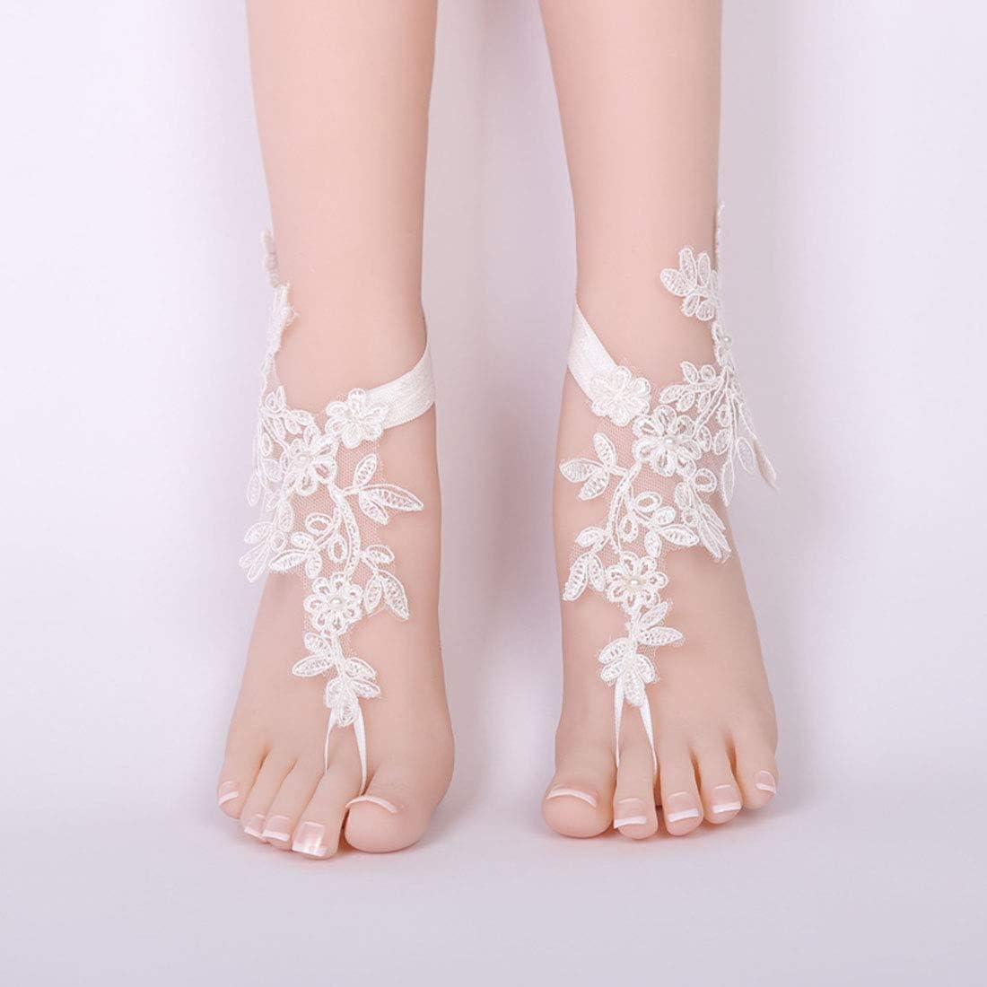 MALLTY Feet Bridal Pearl Jewelry Handmade Decorate Footwear Accessories Anklet (Color : White)