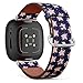 CJBROES Replacement Leather Watch Band, Compatible with Fitbit Versa 3 and Fitbit Sense of Wristband Bracelet Accessory - Vector