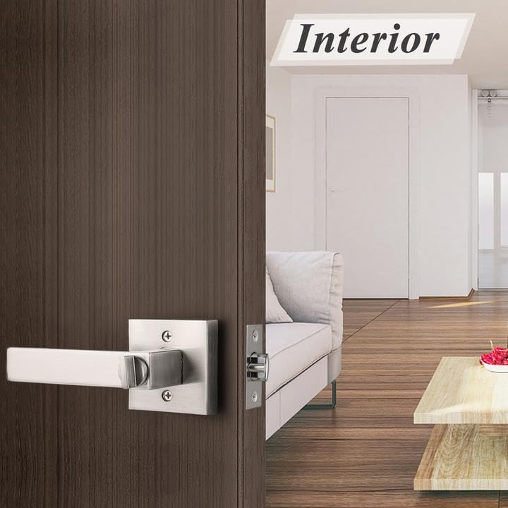 ANNFUZ Entry Door Handle Lock And Key,Square Entrance Locking Lever Set - View #8