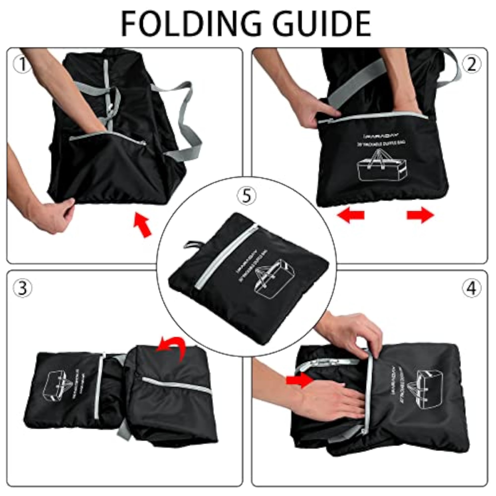 75L Foldable Duffle Bag, Black