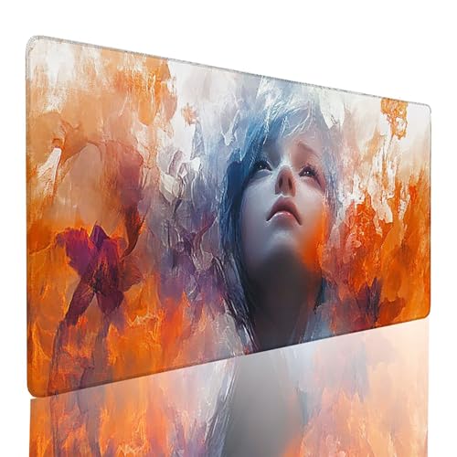 Tapis de souris gaming XXL jaune 700x400mm au style abstrait pour le bureau