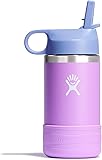 HYDRO FLASK Kids Water Bottle Jr. Stainless Steel Insulated With Straw Cap for Water, Milk, Juice, School, Camp, Sport, Play and Lunch, Easy to Clean, Leak-Resistant ANEMONE 12 Oz