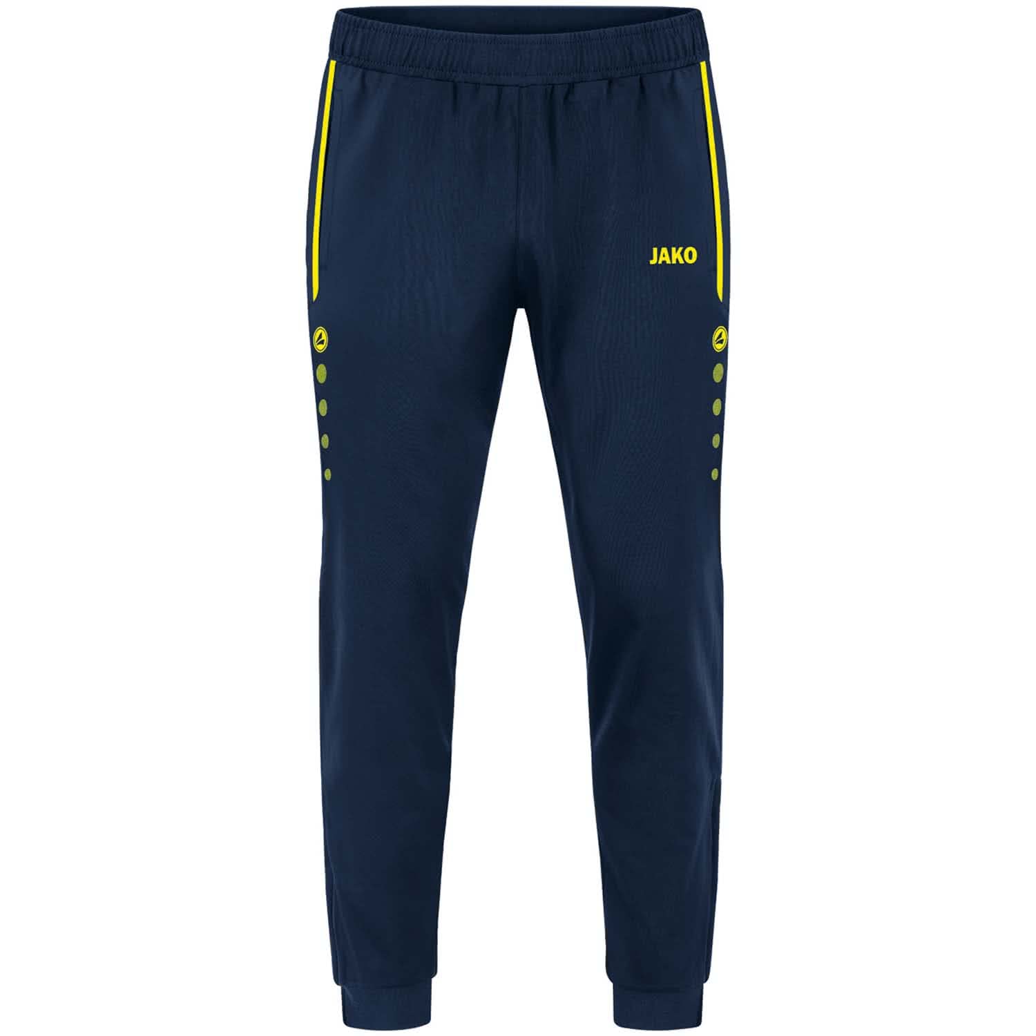 JAKO Men's All-Round Polyester Trousers Navy/Neon Yellow