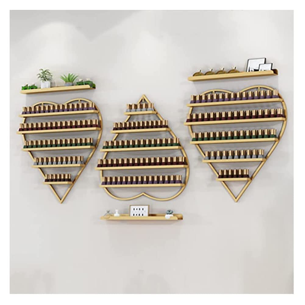 Espositore per Smalti, Porta Oli Essenziali per Negozi di Bellezza, Organizer per Smalti in Metallo, Porta Profumi da Parete, Oro - 6 Pezzi, Oro - 6 Pezzi