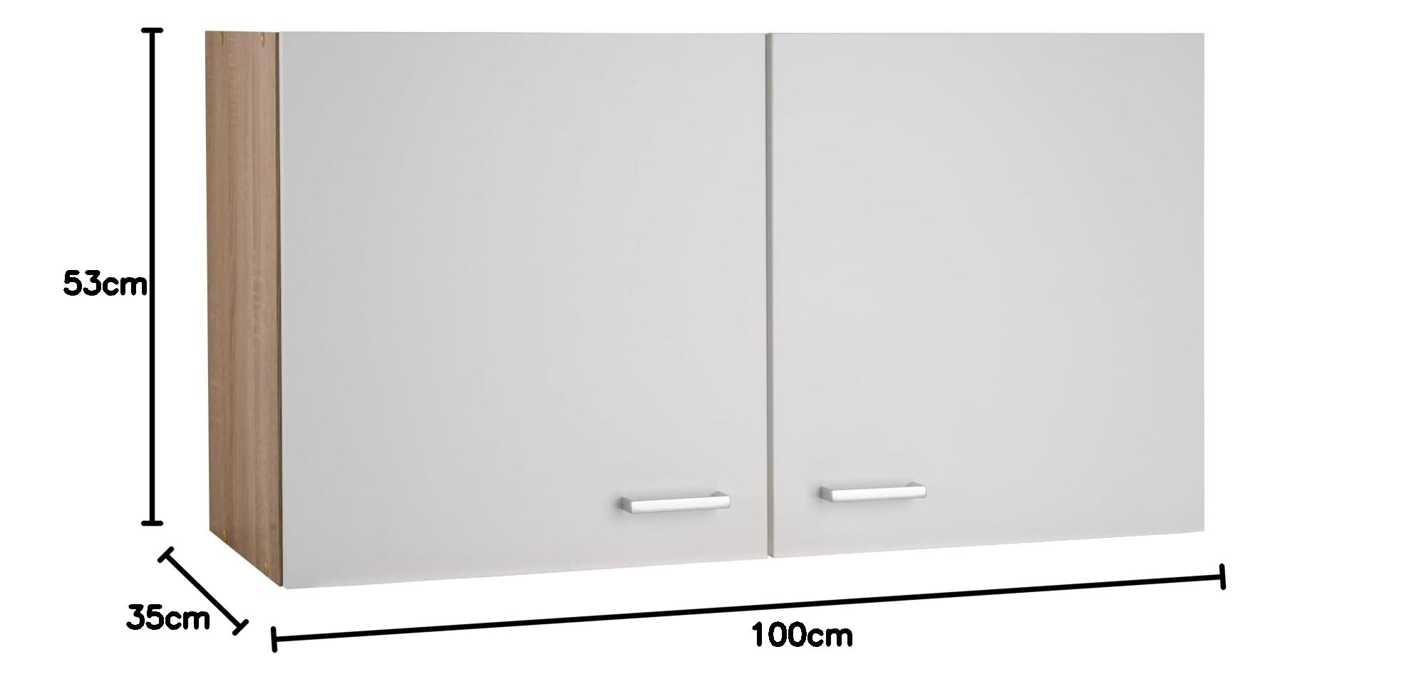 Nicht Zutreffend Küchenschrank - Eiche Sonoma - Weiß - 2 Türen - B 100 x H 54 x T 35 cm - Hängeschrank Oberschrank