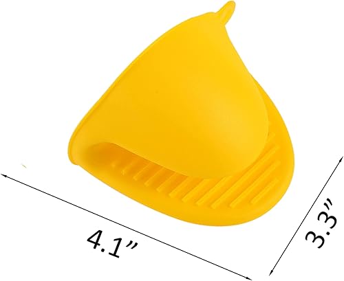 Miniatura 6 de Acronde 2 pares de mini guantes de silicona para horno resistentes al calor, guantes de cocina para cocina, cocinar y hornear (amarillo y rosa)
