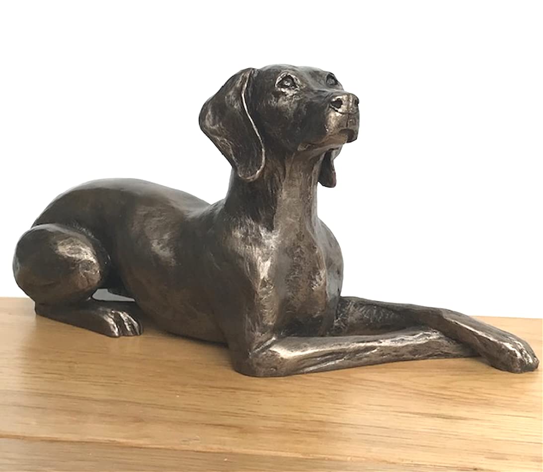 Cold Cast Bronze Weimaraner ornament figurine by Harriet Glen, heavy weight and cold to the feel, beautiful Dog Lover Gift or collectable, 23.5cm long