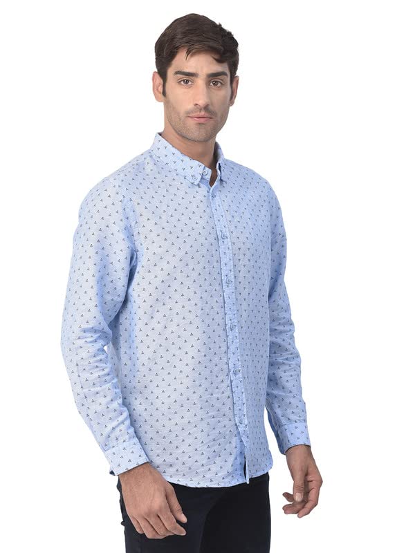 Image of Woodland Mens Linen Cotton Casual Regular Fit Full Sleeves Shirt