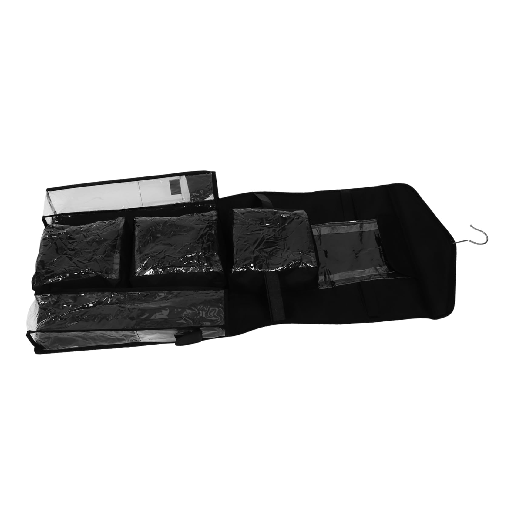 SOLUSTRE Hängebeutel für Geschenkpapier Hängender Kleiderschrank Organizer aus Polyester und Kunststoff mit Haken Schwarz für Tür