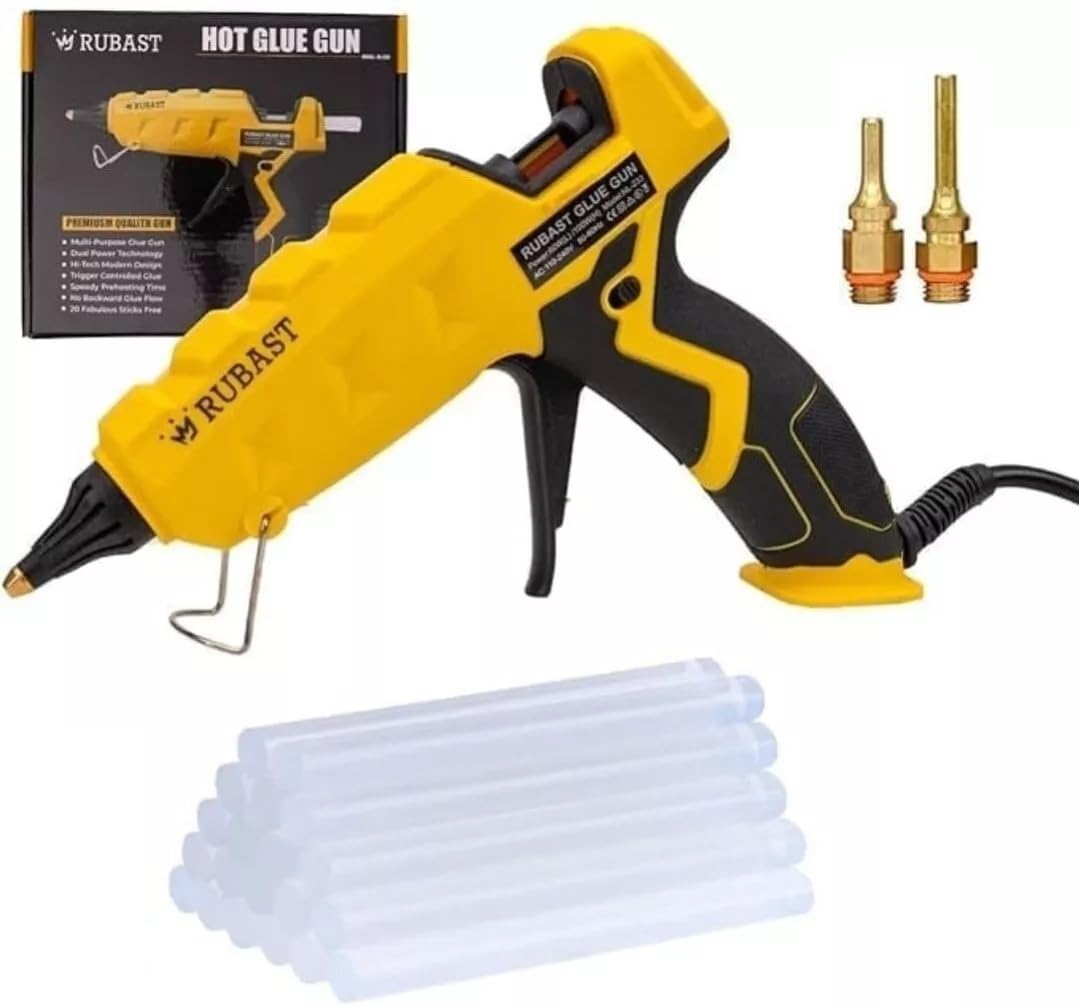 Full Size Heavy Duty Industrial Hot Glue Gun, 60/100w Dual Power & Dual Nozzle, Free 20 Glue Sticks Pack (15×11cm)- High Heating Temp Glue Gun Suitable for DIY Arts,Crafts,Home Repairs-UK Plug