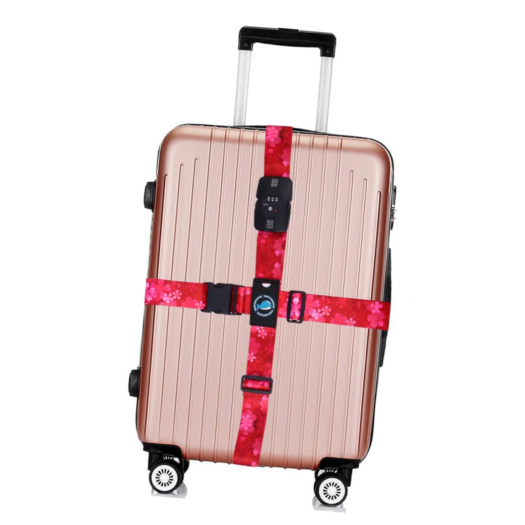 PACKOVE Cinghia per Valigia Chiusura con Fibbia a Compressione con Combinazione in Poliestere, Cintura di Sicurezza Regolabile per Viaggio
