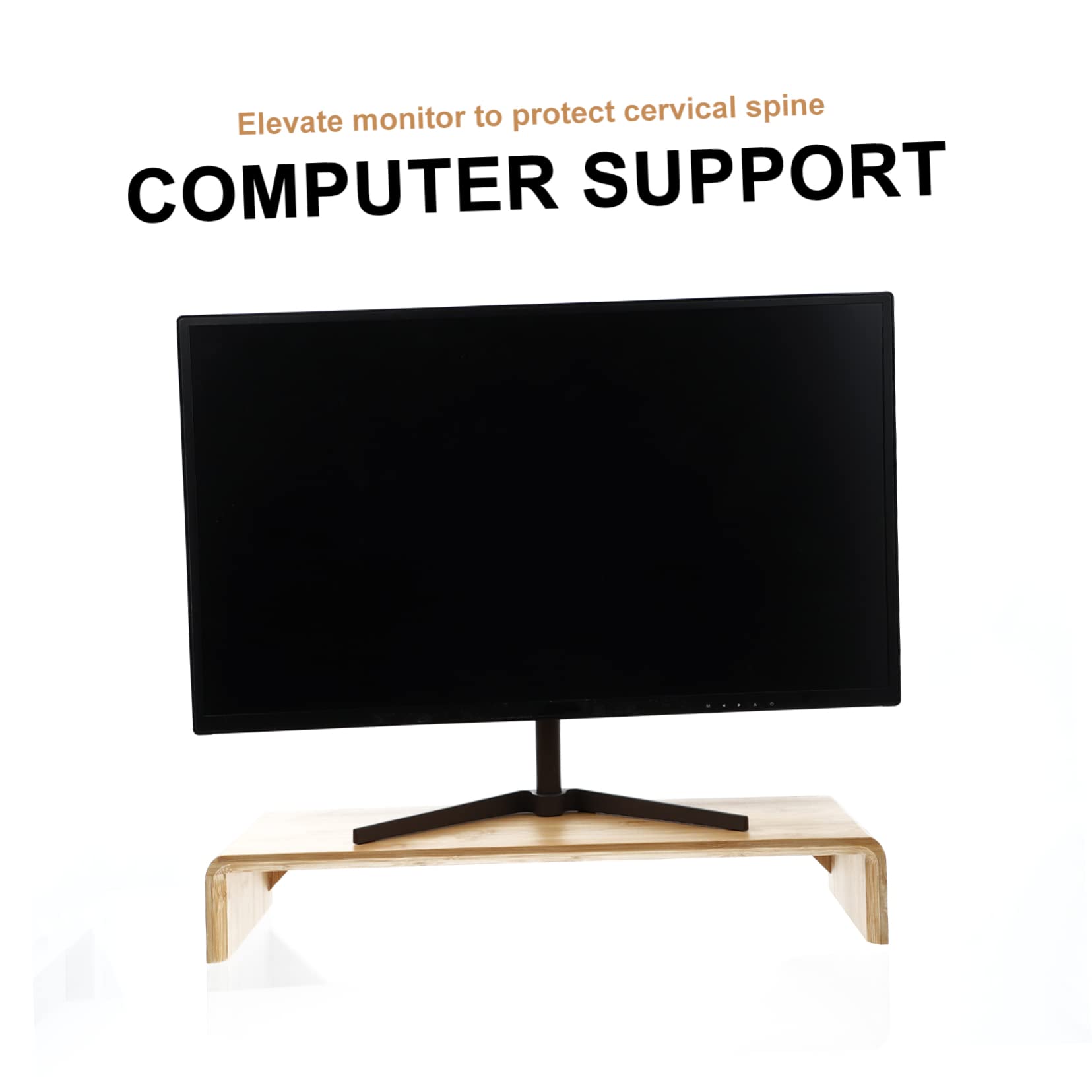 Supporto Alza Monitor in bambù Naturale Organizer Scrivania Semplice e Pratico per Computer Scolastico e Ufficio Mobile Portaoggetti