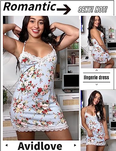 Image of Avidlove Womens Nightgown Sexy Lace Sleepwear V Neck Full Slip Chemise Lingerie Cotton Night Gowns Babydoll Sleepshirt