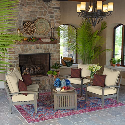 Image of Arden Deep Seat Outdoor Chair Cushion Set (2-Pack), 24 in x 24 in, Weather-Proof, Rain-Proof, Fade Resistant Patio Cushion Set for Chair, Sofa, and Couch Tan Leala
