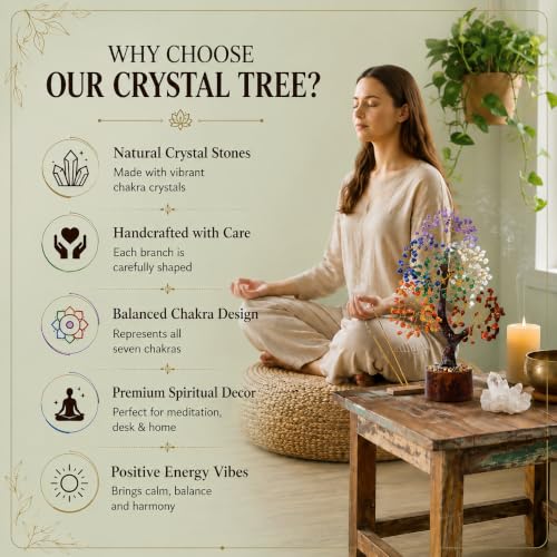 Image of Crocon Crystal Tree of Life 7 Chakra Healing Crystal Trees, Birthday Gifts Women, Sister & Mom | Home Decor, Gemstone Trees for Positive Energy, Good Luck Office Desk Decor, Housewarming Gift Home