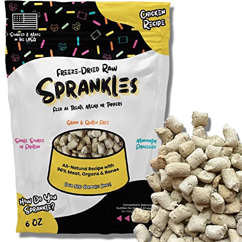 Image of Freeze Dried Dog Food for Small & Large Breeds Dogs, 6 Oz Chicken Dog Food Toppers for Picky Eatres, Made in USA - Grain Free & All Natural Freeze Dried Dog Treats Made with 96% Meat Organs