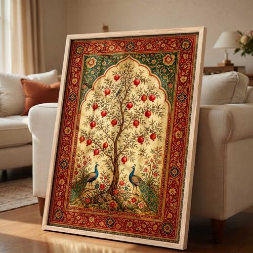 Image of kotart Decorative Traditional Wall Art Home Decor Madhubani Painting poster With Frame For Living Room Bed Room Hotel Wall Decor Digital Reprint (14X20 inch)