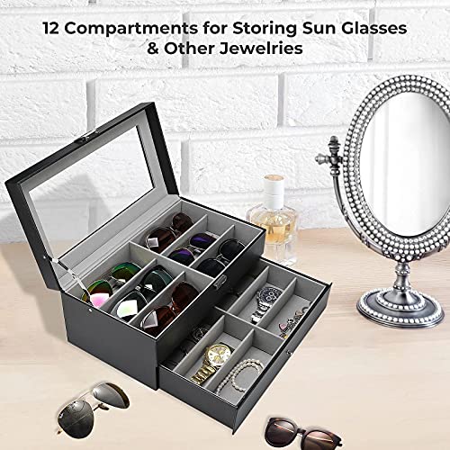 Procase Travel Jewelry Case Organizer Bag Bundle With (12 Slots) Watch Box Bundle With (12 Slots) Sunglasses Organizer For Women Man #TOP6