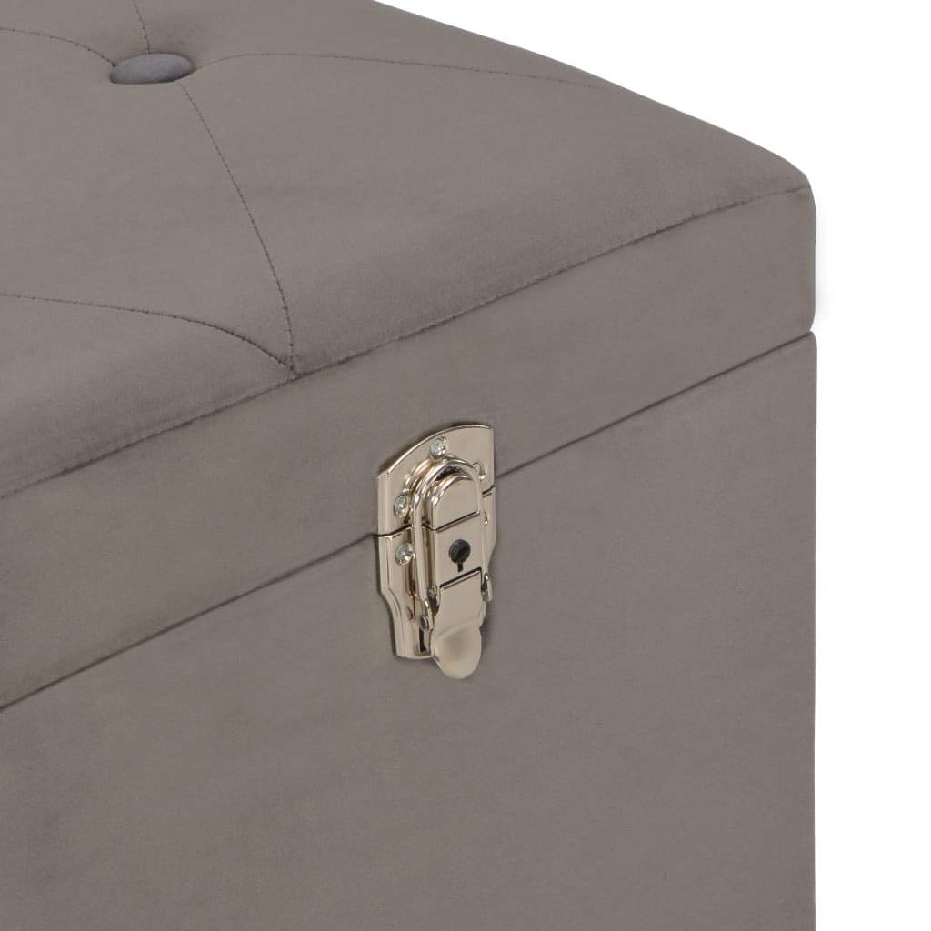 Taburete con espacio de almacenamiento, 3 unidades, terciopelo gris, patas de madera maciza, taburete grande y pequeño con compartimento, cofre versátil para pasillo, dormitorio, pasillo