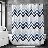 ArrmeHodec Geometric Striped Shower Curtain Farmhouse Style Chevron Ombre Blue Shower Curtain Set fo