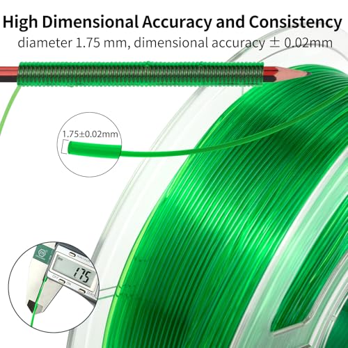Image of IEMAI Clear TPU Filament 1.75mm, Crystal Transparent Green, Strong Layer Adhesion, Flexible & Tough 3D Printer Filament for Elastic Prototypes & Functional Parts, 1kg Spool