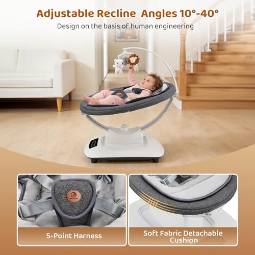 Image of Baby Swing, Multi-Motion Baby Swings for Infants to Toddlers, Enabled with 5 Unique Motions & 5 Speeds, 360 Rotating Seat, 5-Point Harness, 5 Preset Lullabies