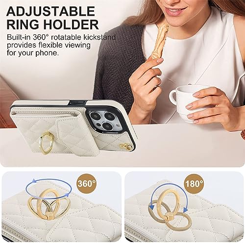 Ykerey Case for iPhone 12 Pro Max Case with Lanyard and Ring Kickstand PU Leather Shockproof Case Card Slots Necklace Crossbody Wallet Flip Folio Case for iPhone 12 Pro Max - Image 3